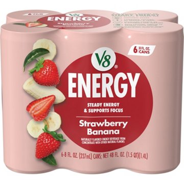 V8 Energy Strawberry Banana Drink 6 pk Cans
