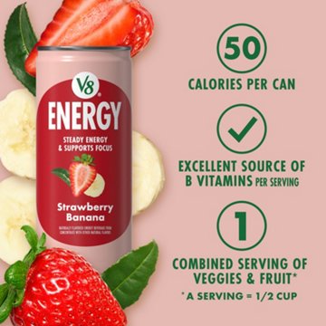 V8 Energy Strawberry Banana Drink 6 pk Cans