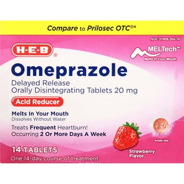 H-E-B Omeprazole Acid Reducer 20 mg Delayed Release Tablets, 14 ct