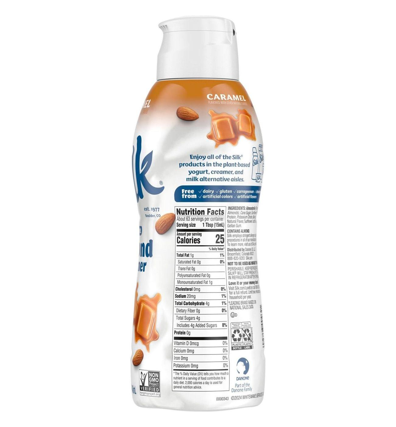 Silk Dairy Free Almond Milk Liquid Coffee Creamer - Caramel ; image 2 of 10