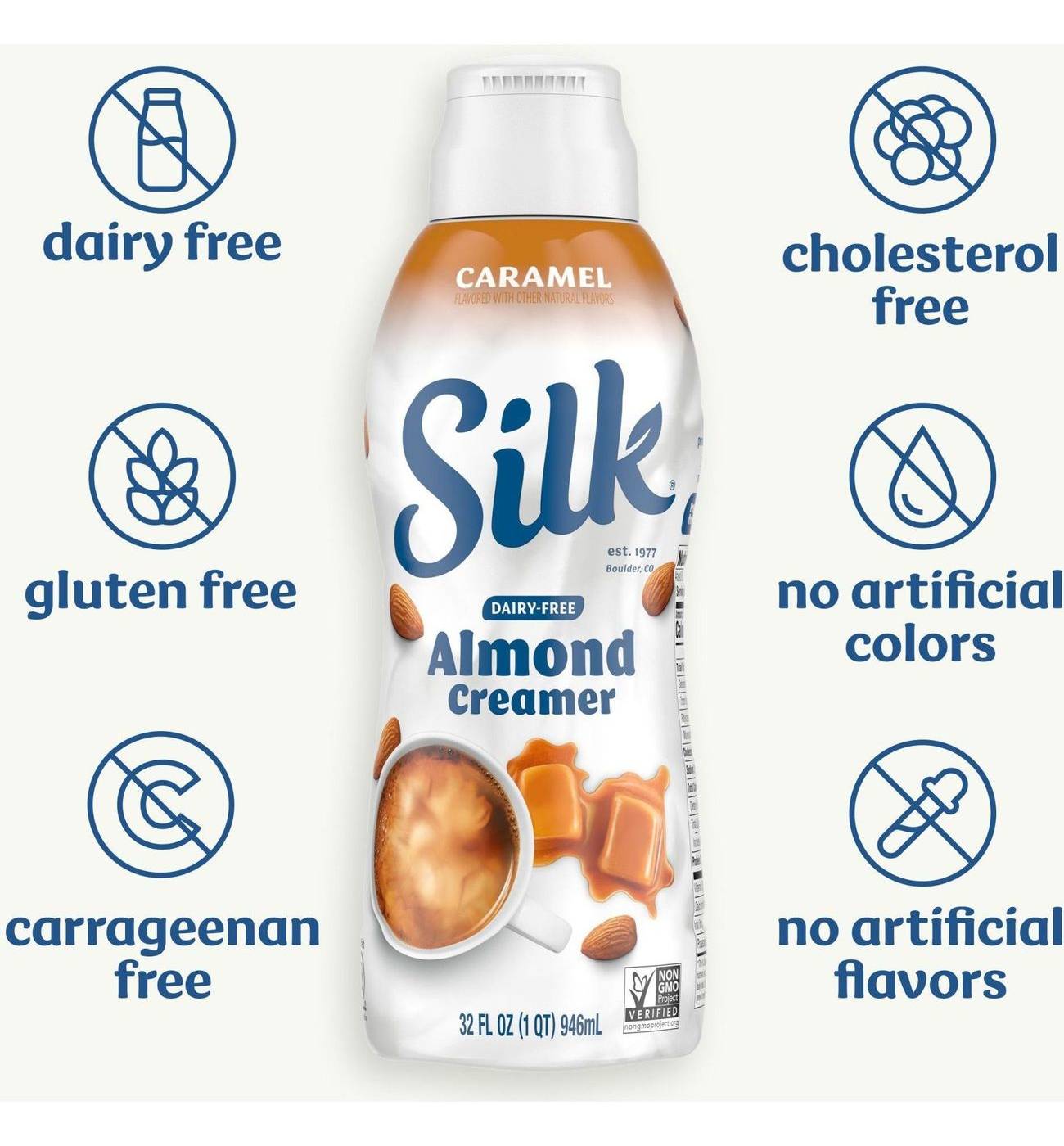 Silk Dairy Free Almond Milk Liquid Coffee Creamer - Caramel ; image 10 of 10