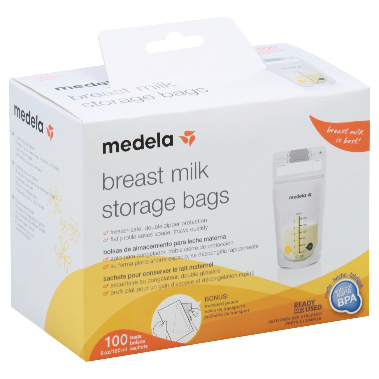 Medela Breastmilk Storage Bags 6 oz with Bonus Transport Pouch 2 Boxes 100 Total 