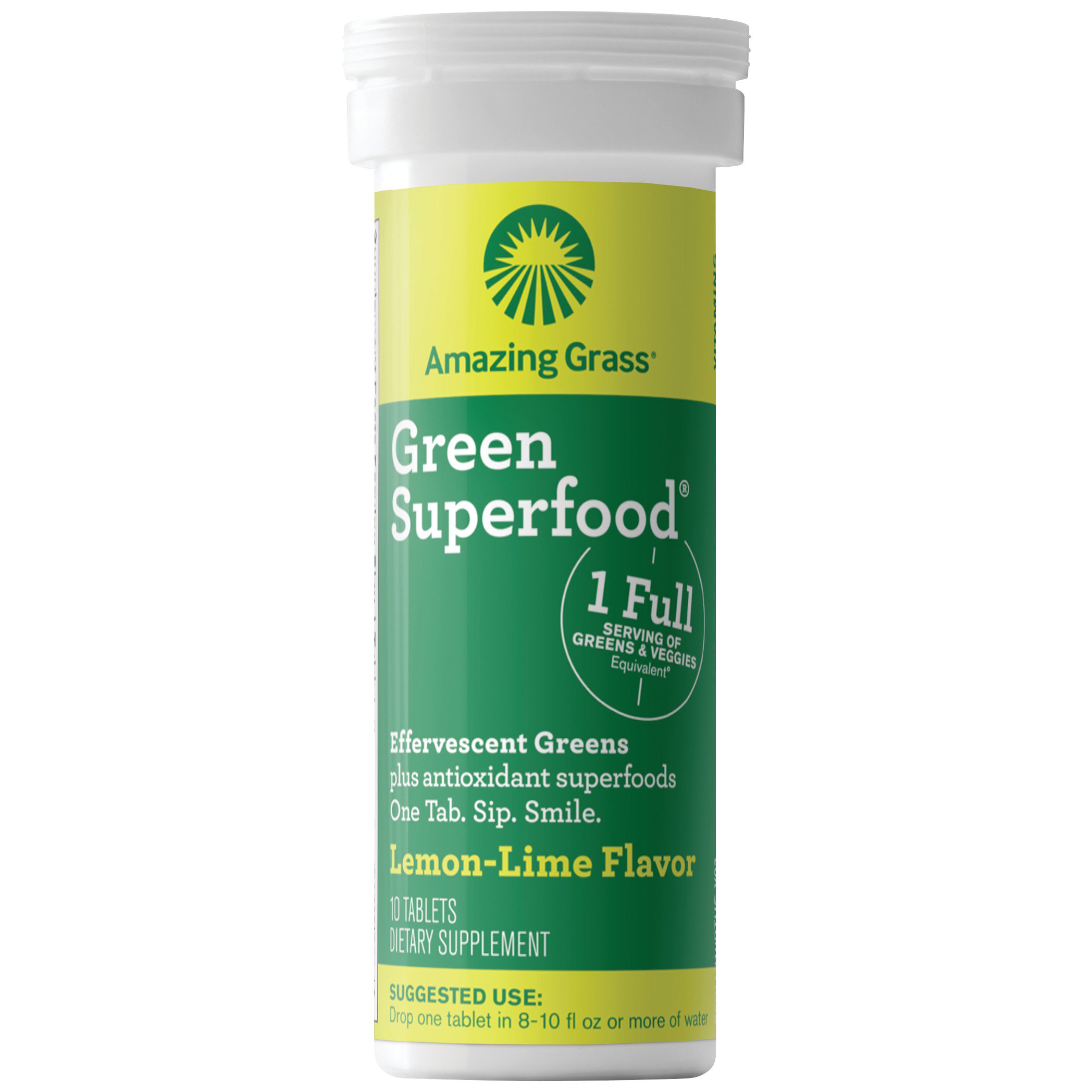 Amazing Grass Green Superfood Green Superfood Effervescent Lemon Lime Flavor Tablets, 10 ct