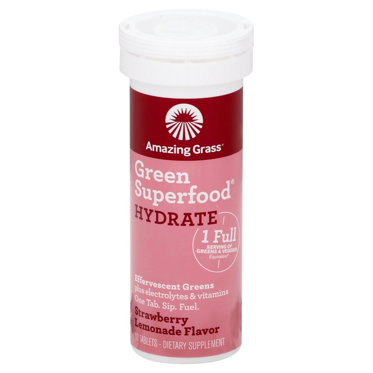 Amazing Grass Green Superfood Effervescent Hydrate Strawberry Lemonade Flavor Tablets, 10 ct