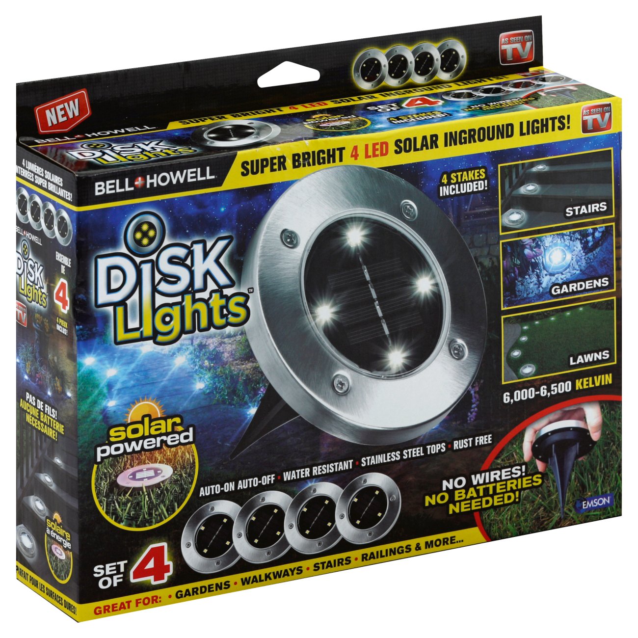 Emson As Seen On TV Solar Power Outdoor Disk Lights Shop Flashlights