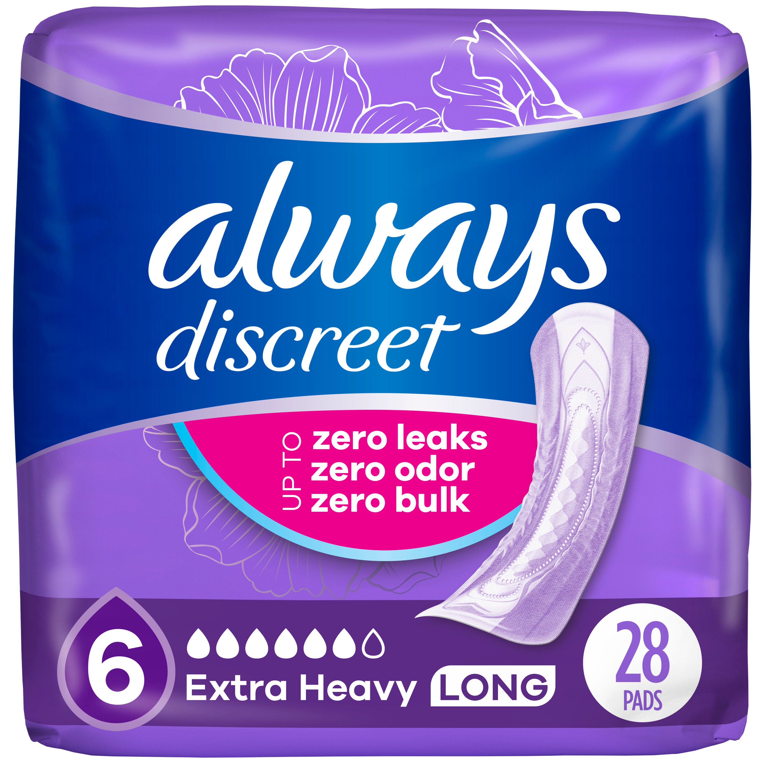 Always Discreet Extra Heavy Long Incontinence Pads Shop Incontinence