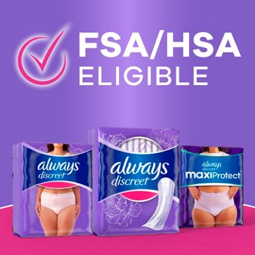 Always Discreet Adult Incontinence Pads for Women, Ultimate Absorbency, Long Length, Postpartum Pads, 28 ct