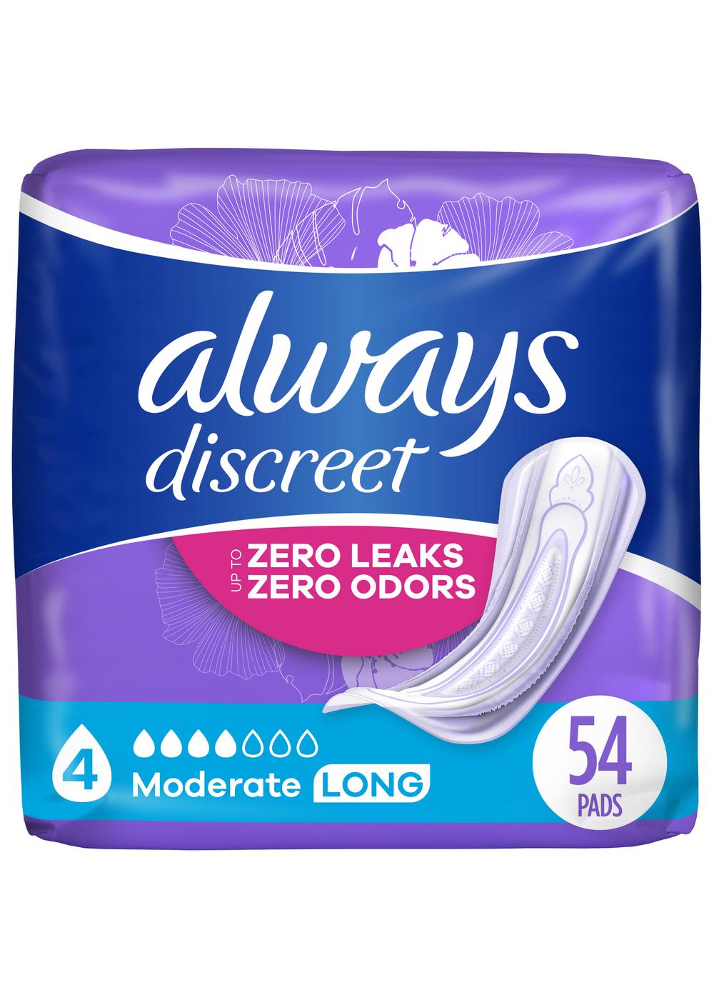 Always Discreet Moderate Long Incontinence Pads; image 1 of 9