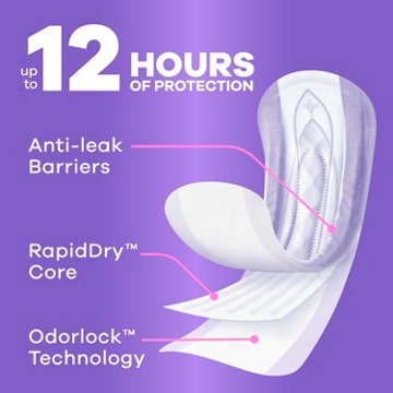 Always Adult Incontinence Pads for Women - Moderate Absorbency, Long Length, 54 ct