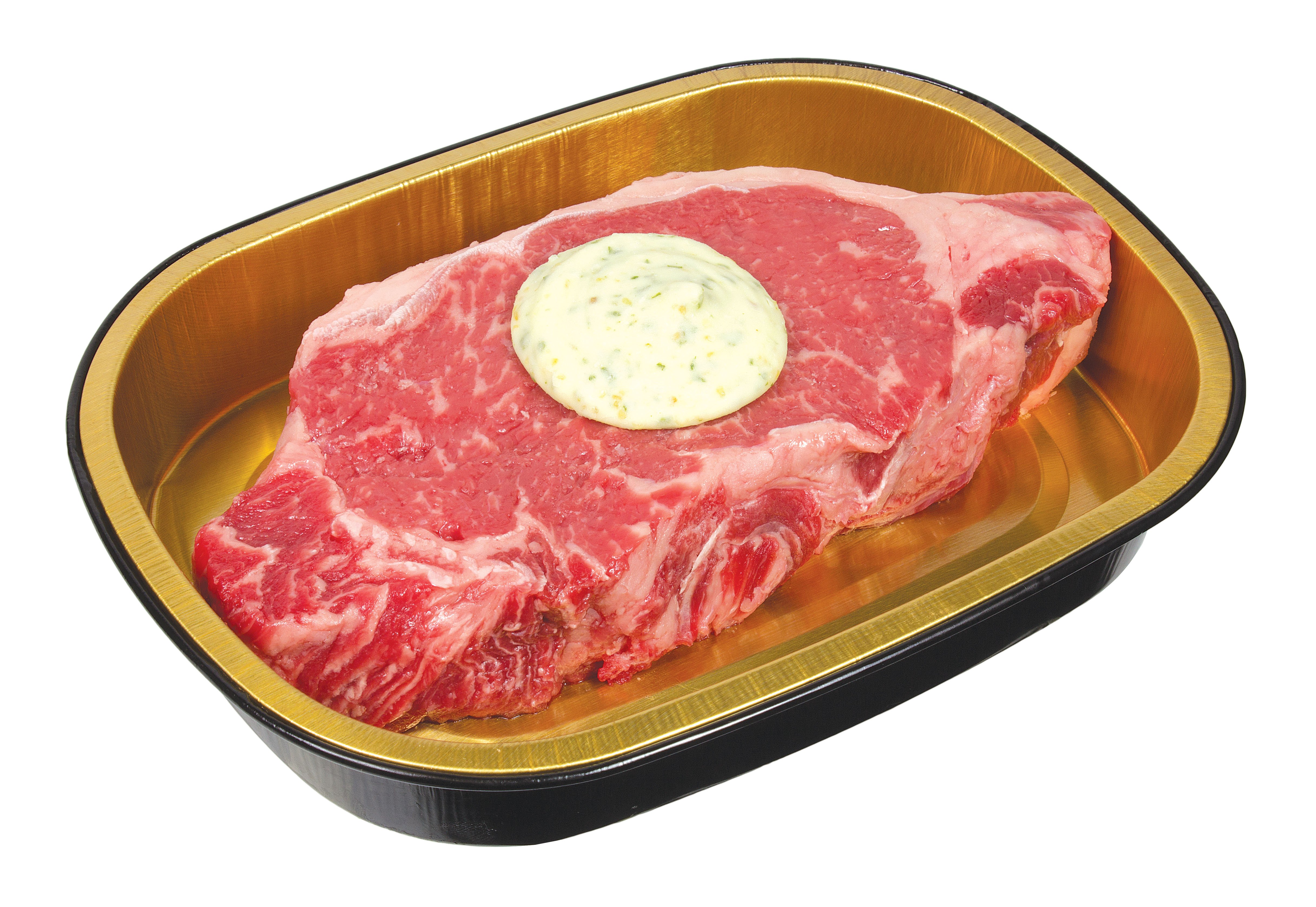 Meal Simple by H-E-B Beef New York Strip Steak with Garlic Parmesan Butter, Avg. 0.66 lb