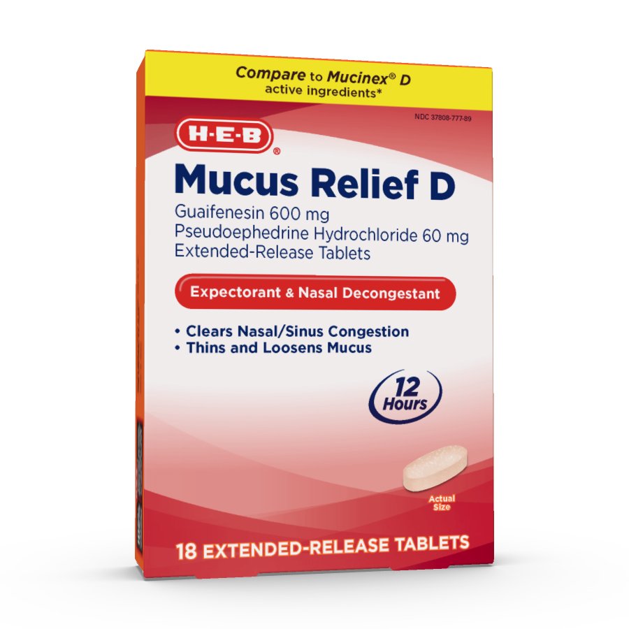 HEB Mucus Relief D Expectorant & Nasal Decongestant Tablets Shop