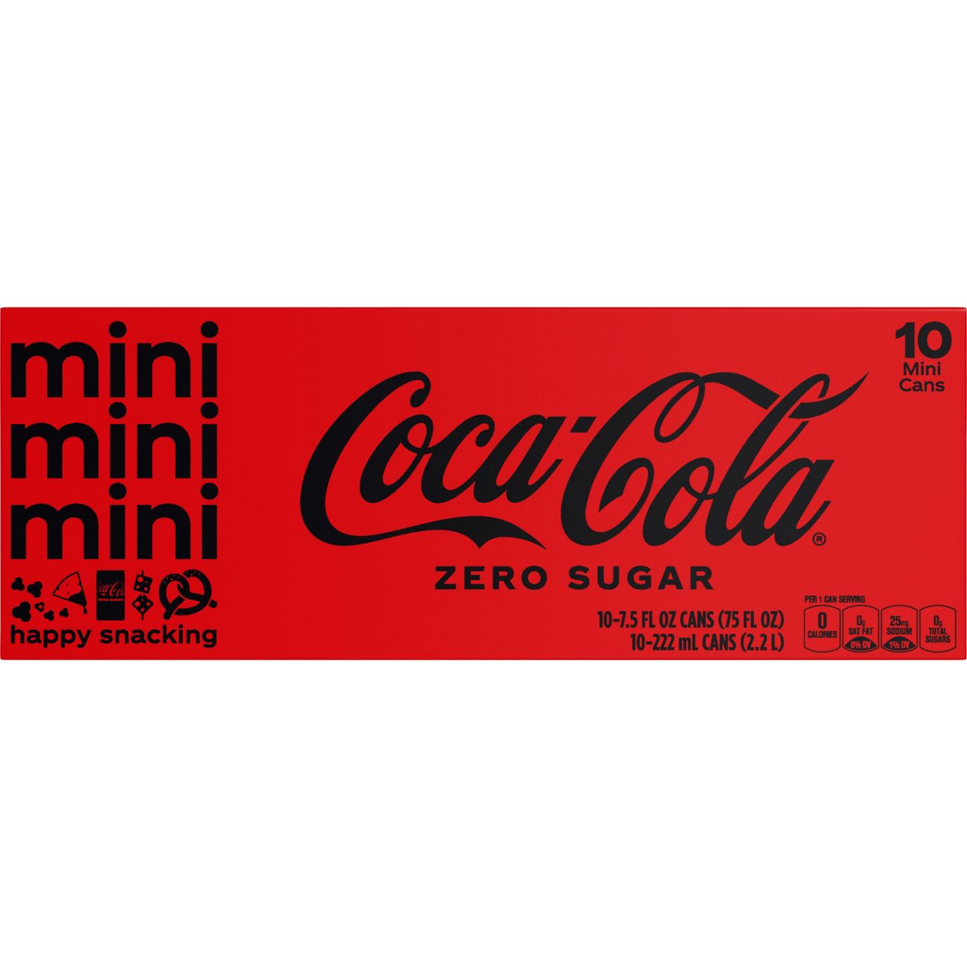 Coca-Cola Zero Sugar Soda Soft Drink Fridge Pack 10 pk Mini Cans; image 1 of 8