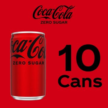 Coca-Cola Zero Sugar Soda Soft Drink Fridge Pack 10 pk Mini Cans