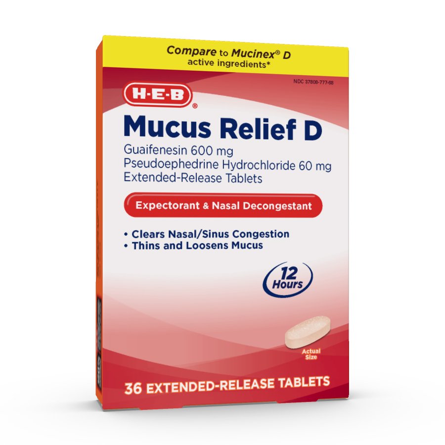 HEB Mucus Relief D Expectorant & Nasal Decongestant Tablets Shop