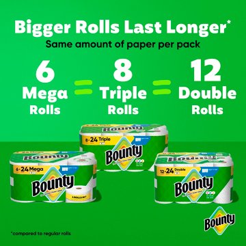 Bounty Select-A-Size White Paper Towels, 12 Double Rolls