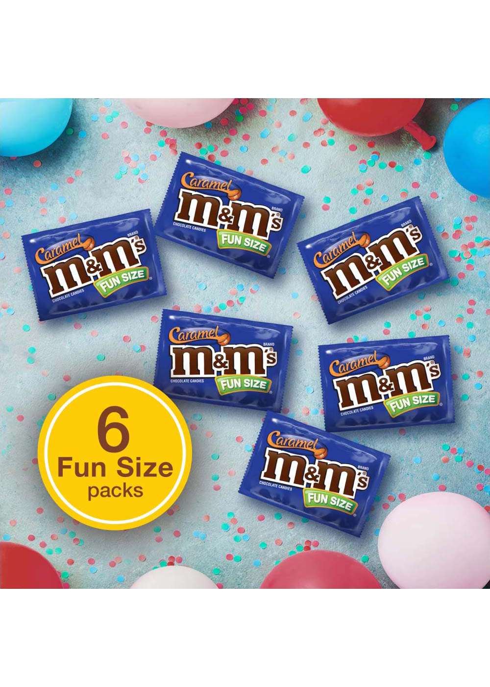 M&M's Caramel Fun Size Chocolate Candy, 3.49 ounce bag, 6 pack, Packaged  Candy