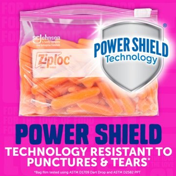Ziploc Storage Slider Quart Bags, Power Shield Technology, Expandable Bottom, 42 ct