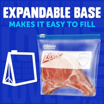 Ziploc Quart Freezer Slider Bags, Power Shield Technology, 34 ct
