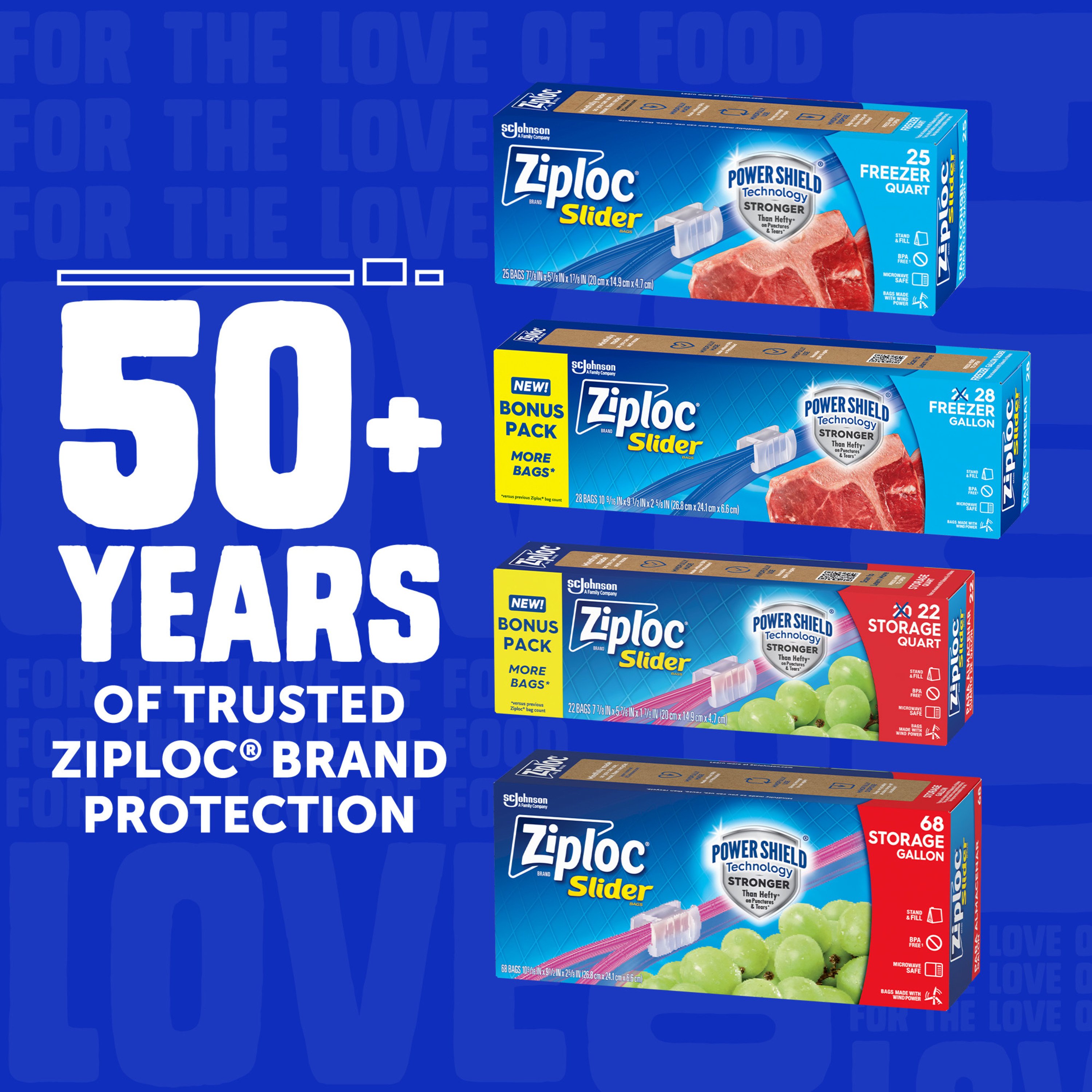 Ziploc Quart Freezer Slider Bags, Power Shield Technology - Shop