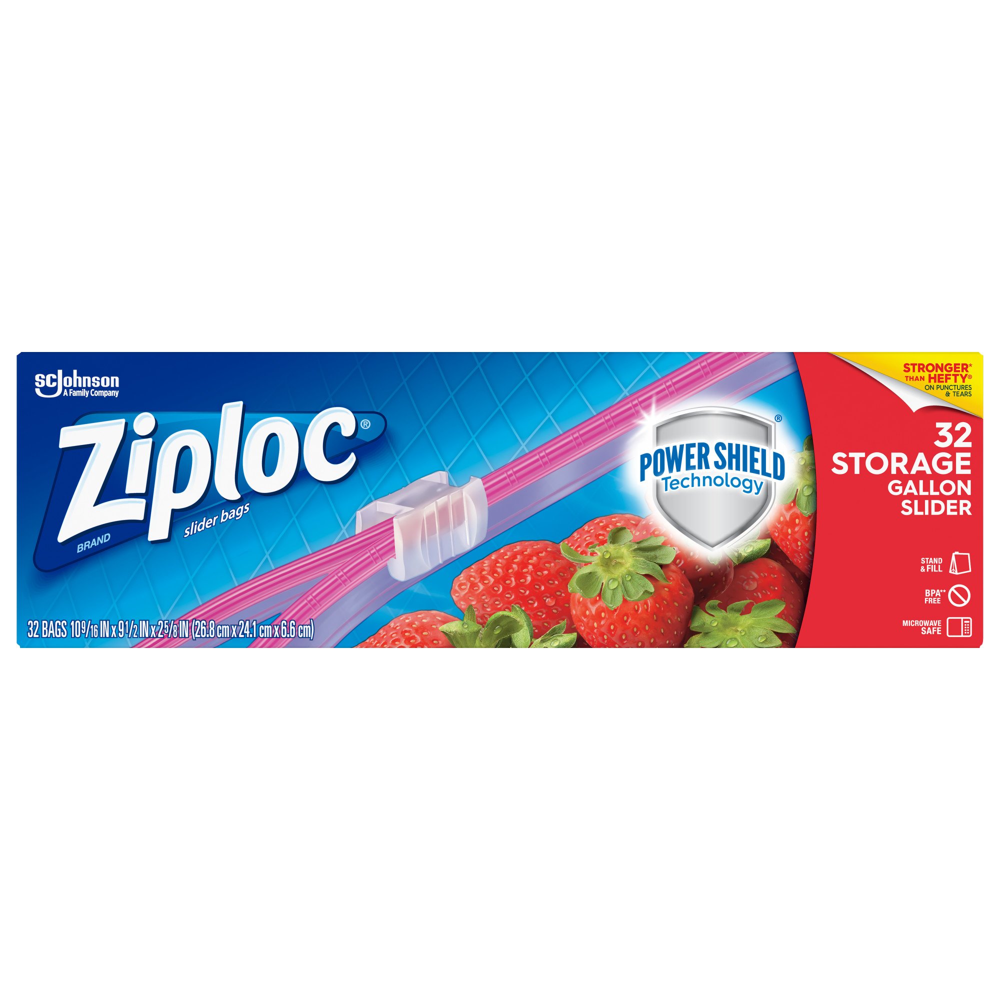 Ziploc Slider Bags, Storage, Gallon - 32 bags