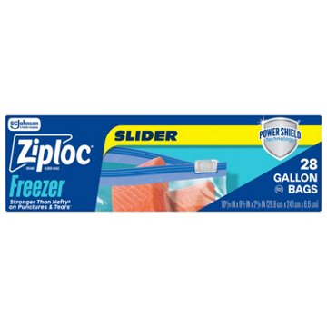 Ziploc Gallon Freezer Slider Bags, Power Shield Technology, 28 ct