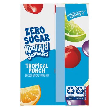 Kool-Aid Zero Sugar Jammers Tropical Punch Drink Pouches, 10 ct, 6 oz