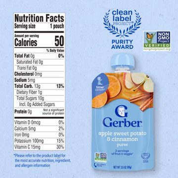 Gerber Stage 2 Baby Food Pouch - Apple Sweet Potato Cinnamon Puree