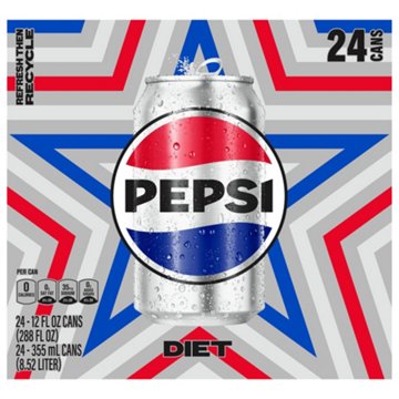 Pepsi Diet Cola Soda Soft Drink 24 pk Cans