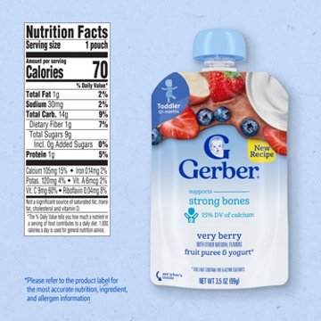 Gerber Snacks for Toddler Fruit & Yogurt Pouch - Very Berry