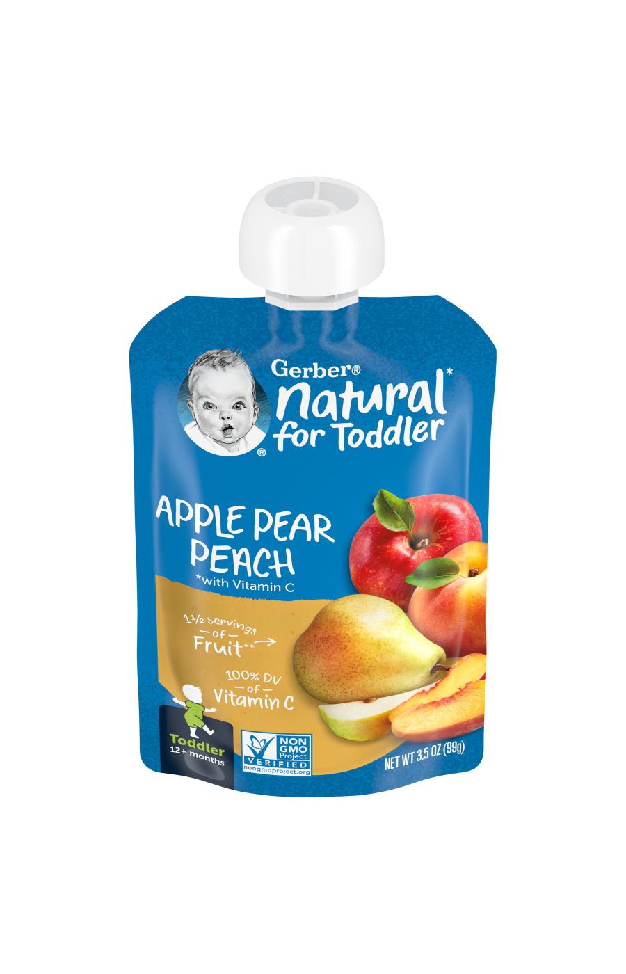 Gerber Natural for Toddler Food Pouch - Apple Pear & Peach; image 1 of 8