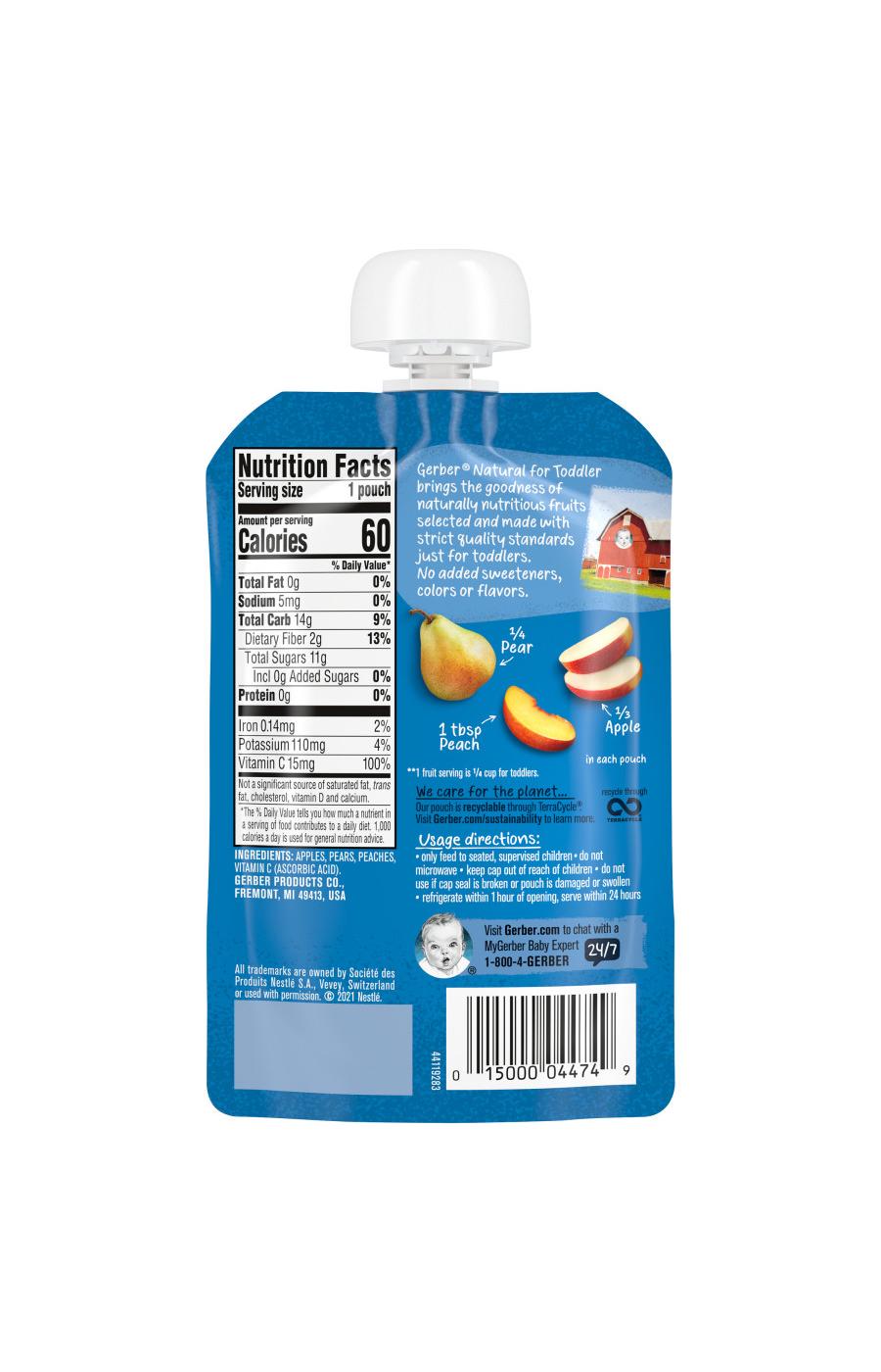 Gerber Natural for Toddler Food Pouch - Apple Pear & Peach; image 5 of 8