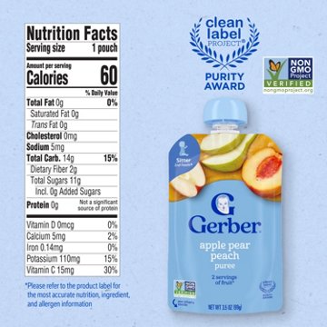 Gerber Toddler Food Puree Pouch - Apple Pear & Peach