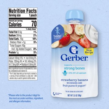 Gerber Snacks for Toddler Fruit & Yogurt Food Pouch - Strawberry & Banana