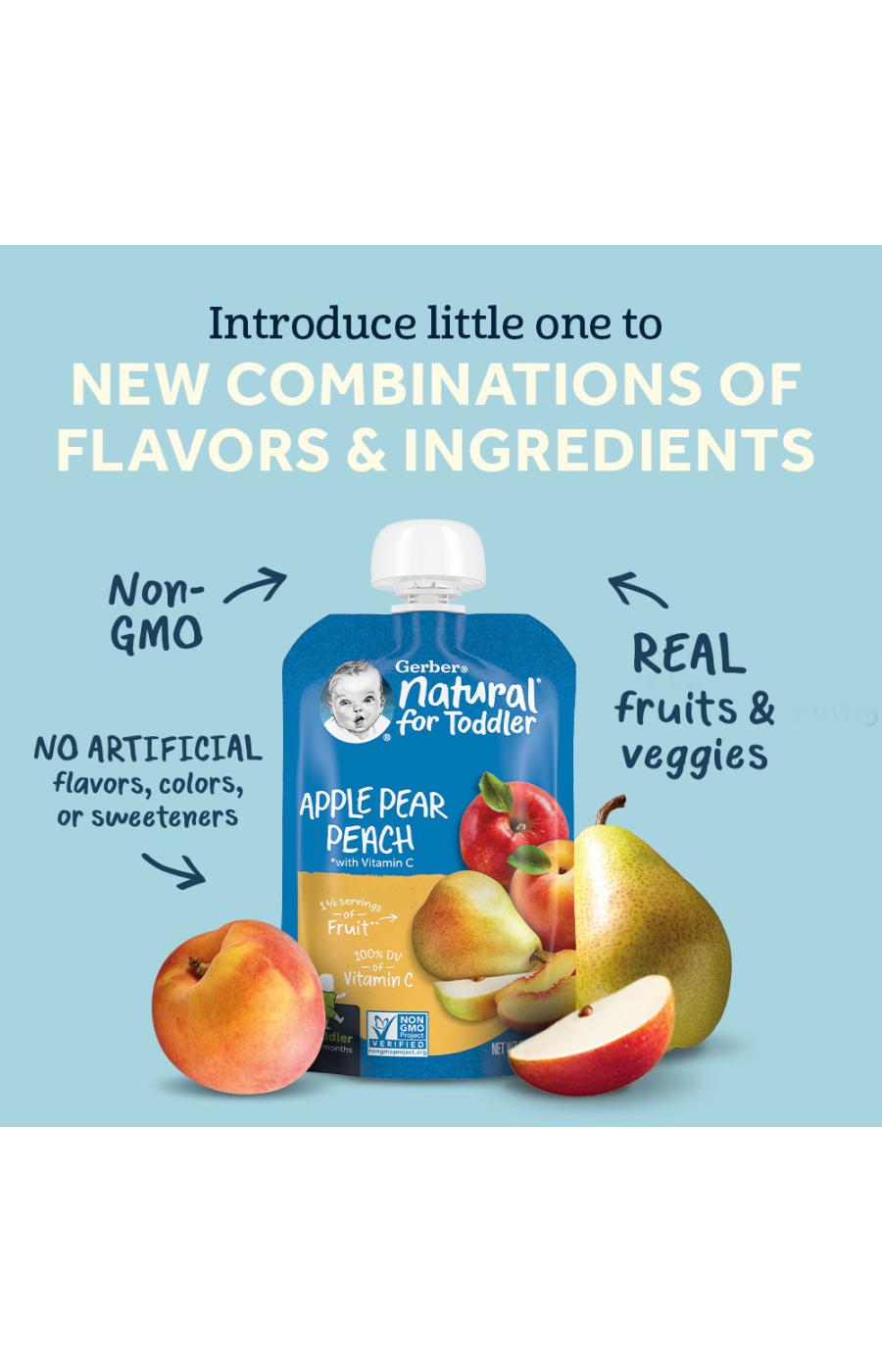 Gerber Natural for Toddler Pouch - Apple Mango & Strawberry; image 2 of 8