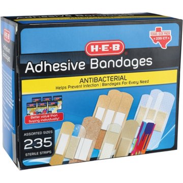 H-E-B Antibacterial Bandages, Assorted Sizes - Texas-Size Pack, 235 ct