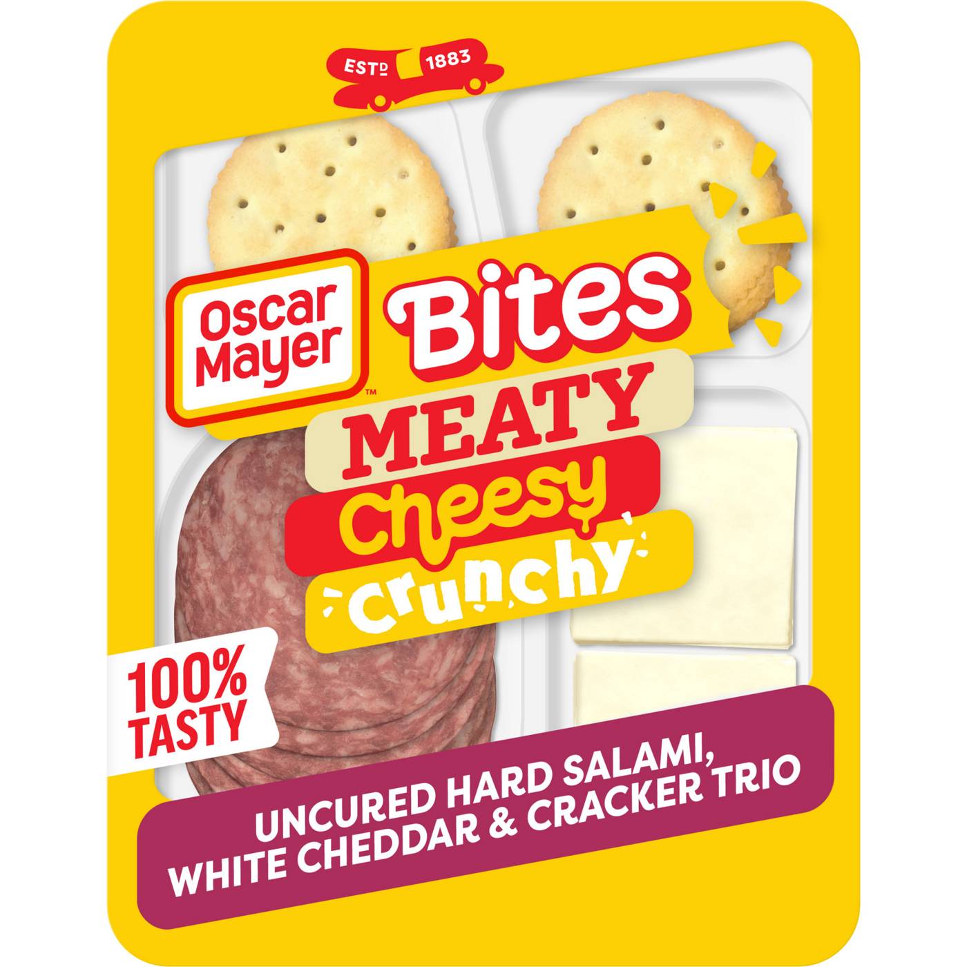 Oscar Mayer Bites Snack Tray - Uncured Hard Salami, White Cheddar & Crackers Trio; image 1 of 7