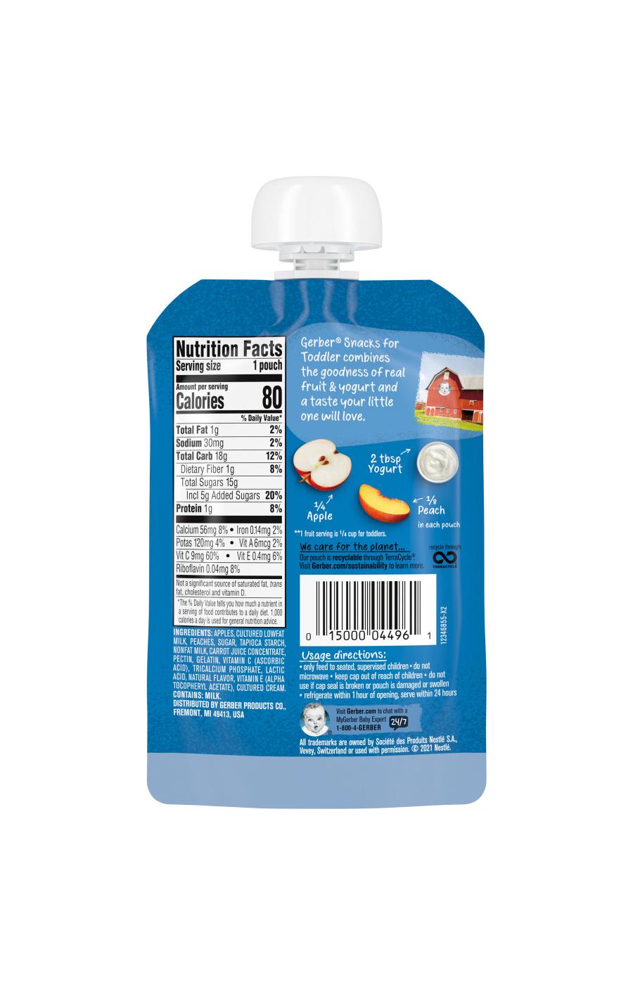 Gerber Snacks for Toddler Fruit & Yogurt Pouch - Peaches & Cream; image 5 of 8