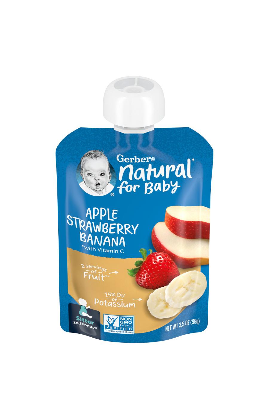 Gerber Natural for Baby Food Pouch - Apple Strawberry & Banana; image 1 of 8