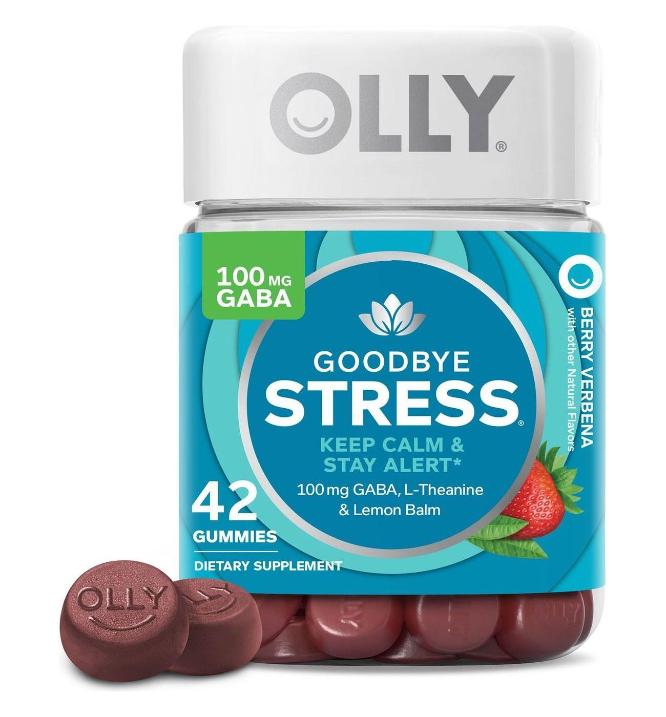 OLLY Goodbye Stress 100 mg GABA, L-Theanine, Lemon Balm Gummies - Berry; image 1 of 5