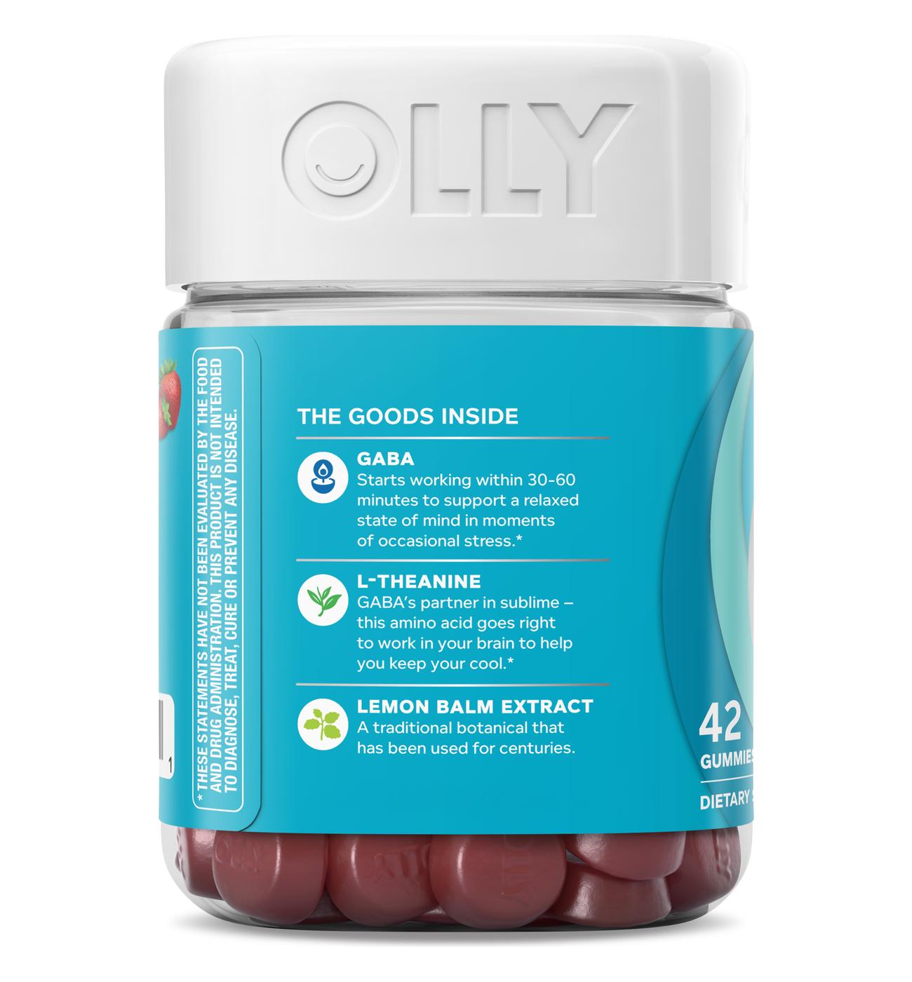 OLLY Goodbye Stress 100 mg GABA, L-Theanine, Lemon Balm Gummies - Berry; image 3 of 5