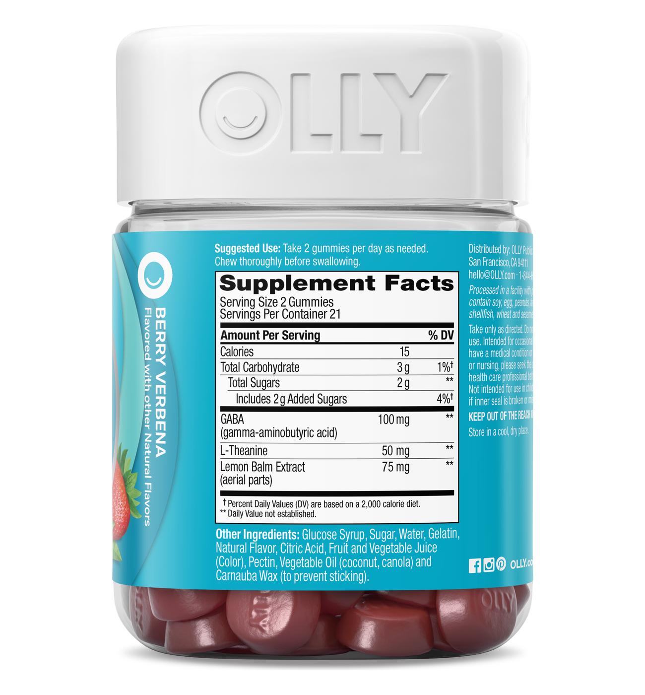 OLLY Goodbye Stress 100 mg GABA, L-Theanine, Lemon Balm Gummies - Berry; image 4 of 5