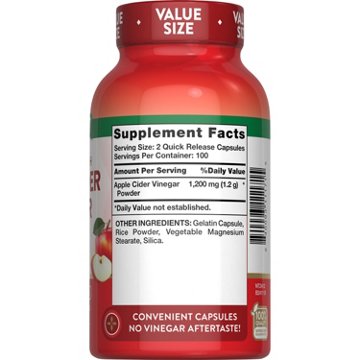 Nature's Truth Triple Strength Apple Cider Vinegar 1200mg Quick-Release Capsules, 200 ct