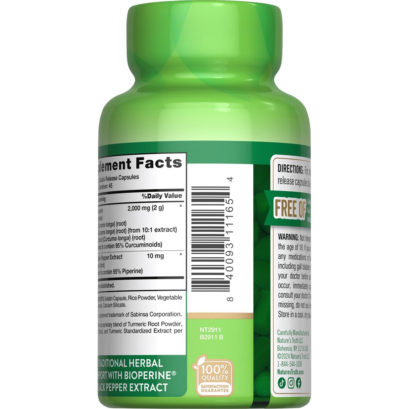 Nature's Truth Turmeric Curcumin Complex Capsules - 2000 mg; image 3 of 4