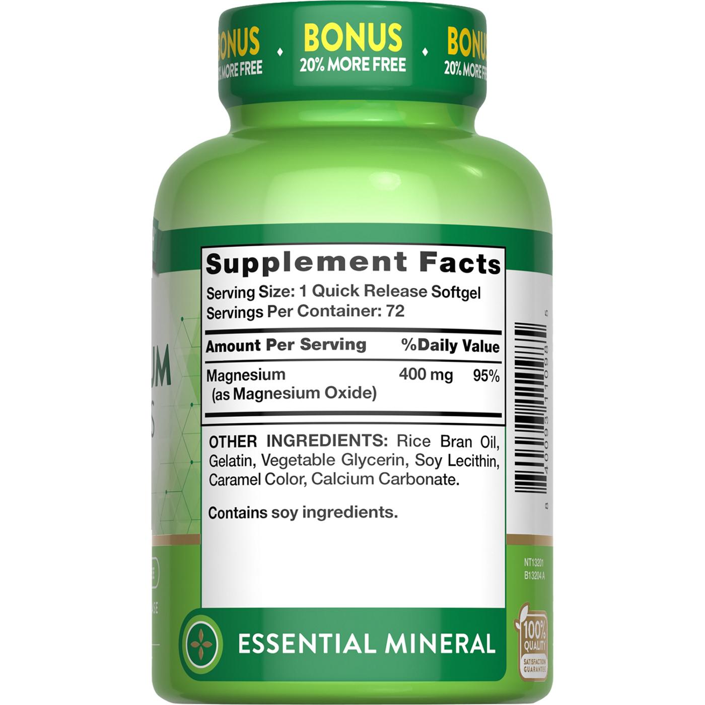 Nature's Truth Extra Strength Magnesium 400mg Quick-Release Softgels; image 2 of 4