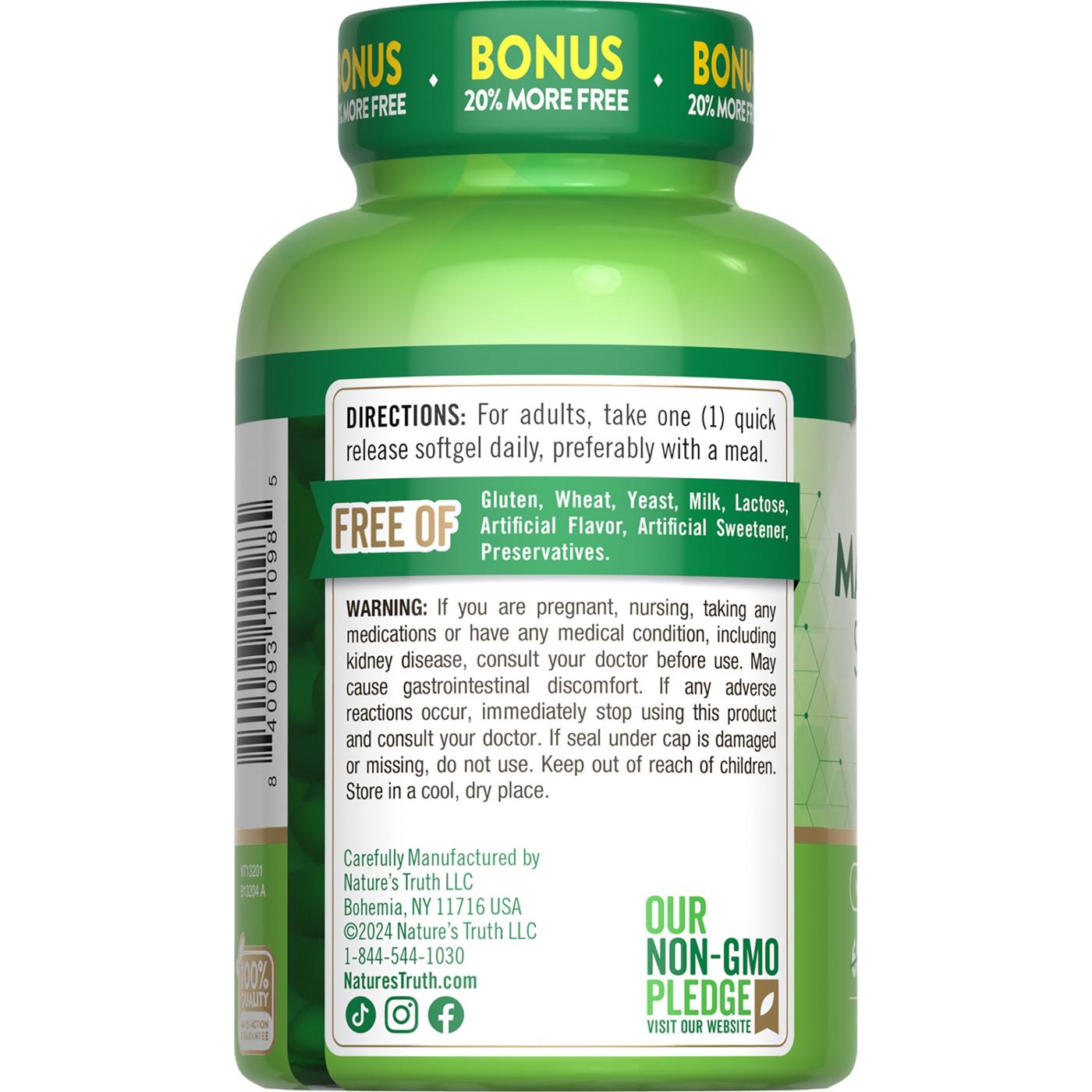 Nature's Truth Extra Strength Magnesium 400mg Quick-Release Softgels; image 3 of 4