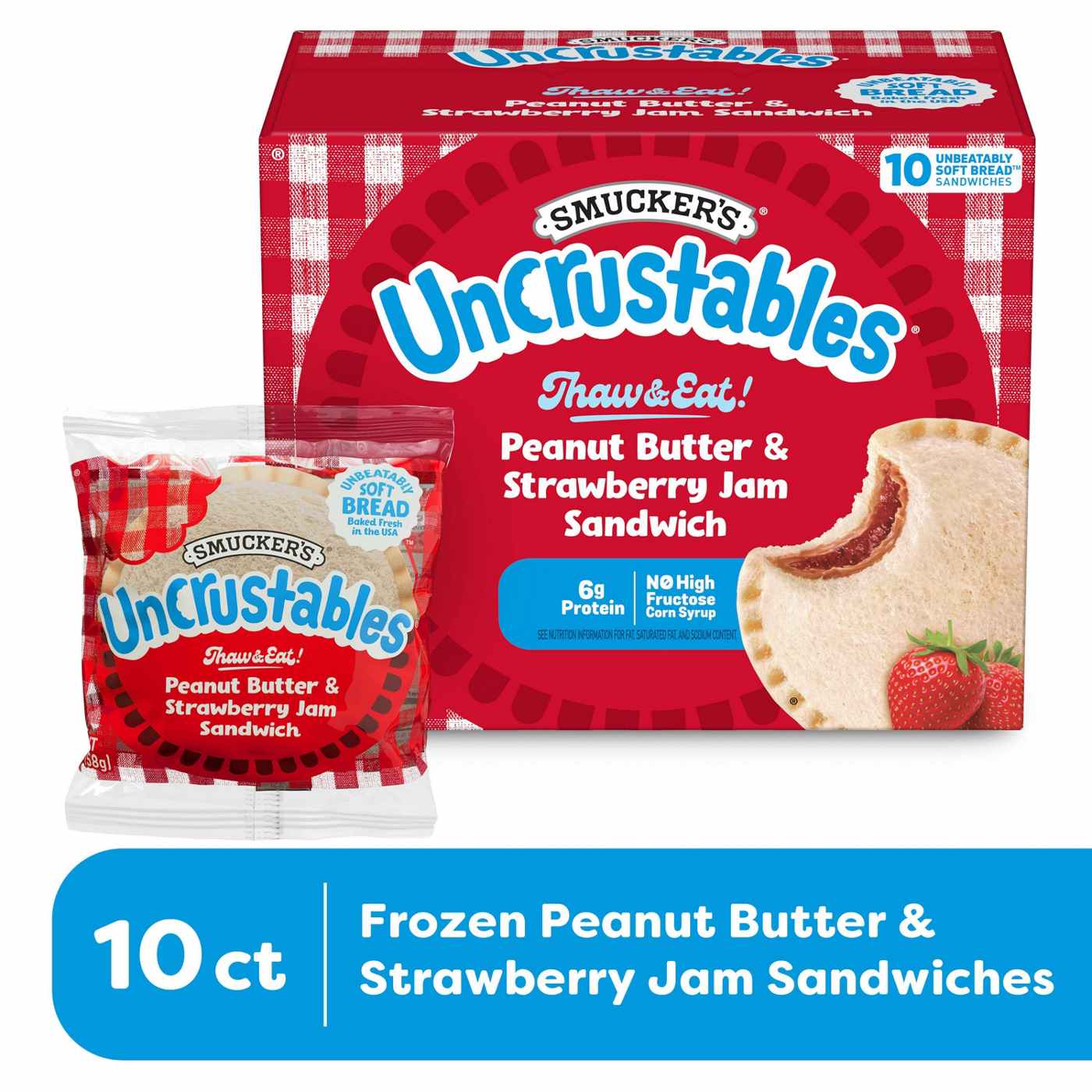 Smucker's Uncrustables Frozen Sandwiches - Peanut Butter & Strawberry Jam; image 5 of 9