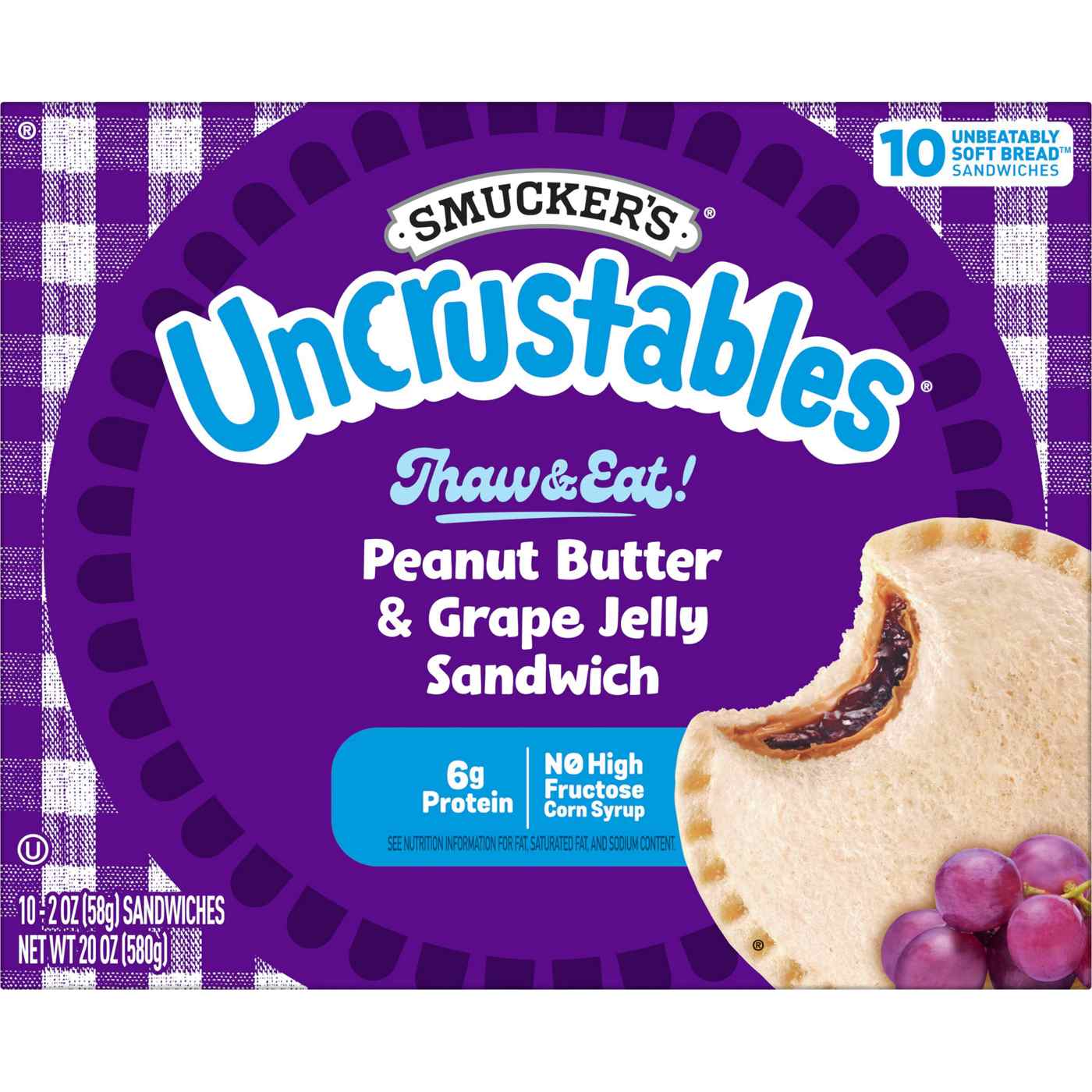 Smucker's Uncrustables Frozen Sandwiches - Peanut Butter & Grape Jelly; image 1 of 8