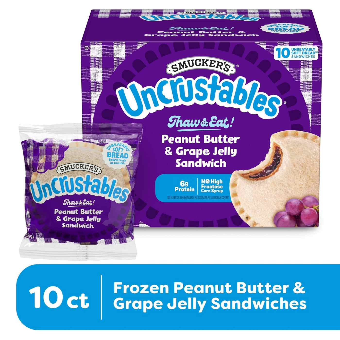 Smucker's Uncrustables Frozen Sandwiches - Peanut Butter & Grape Jelly; image 3 of 7