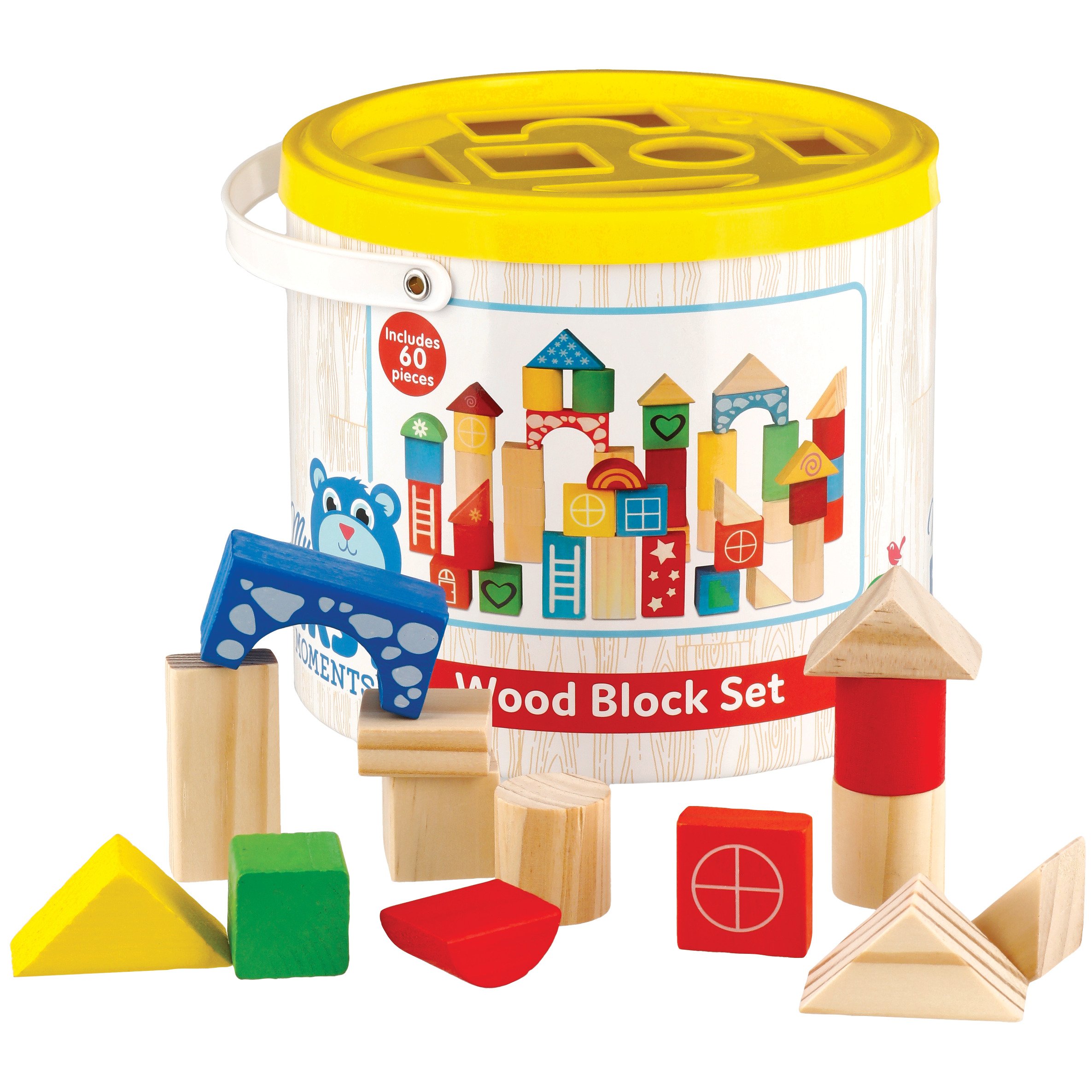 Wooden Block Set, 70-Piece Block Set for Toddlers & Kids