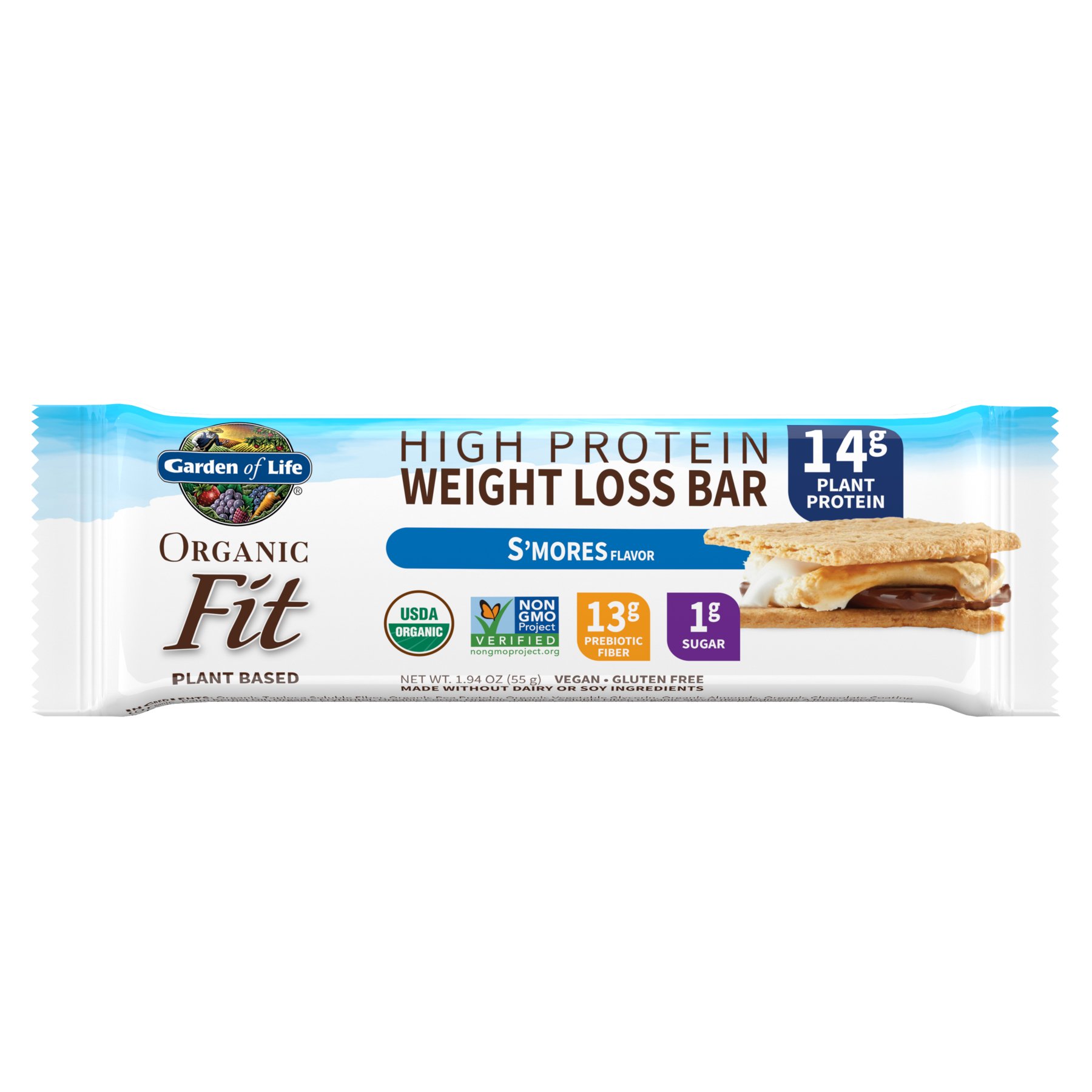 Garden of Life Organic Fit 14g High Protein Weight Loss Bar S'mores